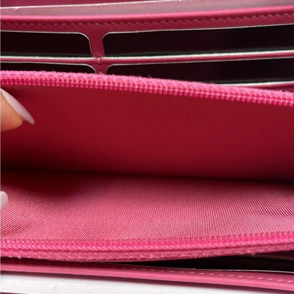 RARE Chanel pink Ombre quilted lambskin long zippered wallet a/ pink cc ! - Picture 8 of 17